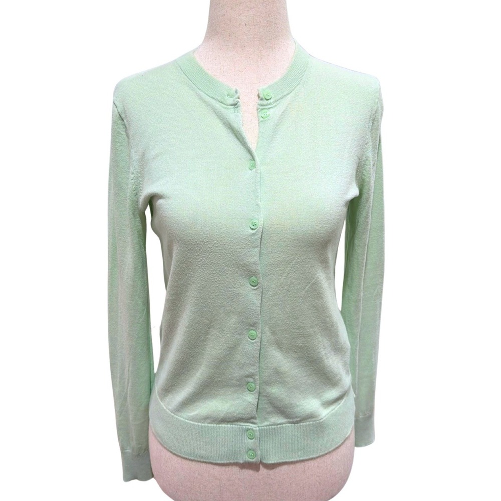 J.Crew The Caryn Cardigan Mint Green Cotton Button Front Sweater E5957 Size XS